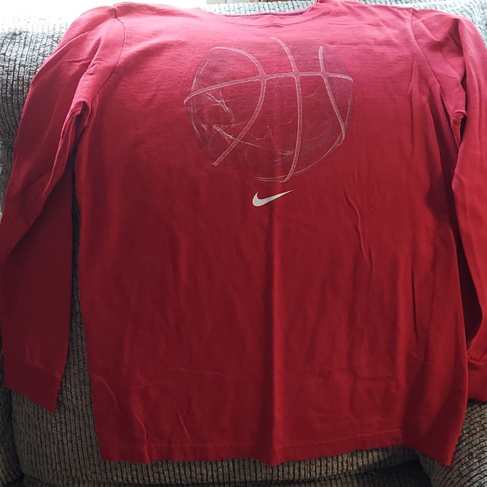 Nike long sleeve T-shirt red and white size large